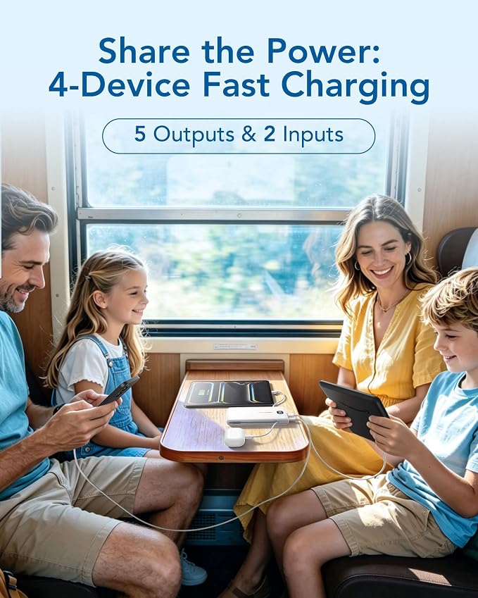 VEEKTOMX Portable Charger with Built-in Cables and AC Wall Plug, 10000mAh | Pocket-Size Travel Power Bank with USB-C and Micro-USB Cables for up to 4 Devices Including iPhone, iPad, Samsung and Kindle - Image 7