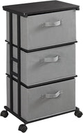 MAX Houser Dresser Tower with 3 Drawers, Grey | Fabric Storage Organizer Unit, Chest of Drawers with with WoodTop, Small Vertical Storage for Guest Room, Closet, Entryway by MAXHouser