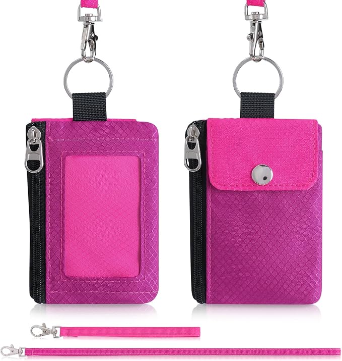 Artpaxy Minimalist Wallet For Mens Womens, Keychain RFID Blocking Zipper Small Wallet with ID Window 2 Lanyards,Water Resistant Travel Cash Card Coin Case Boys Girls - Image 7