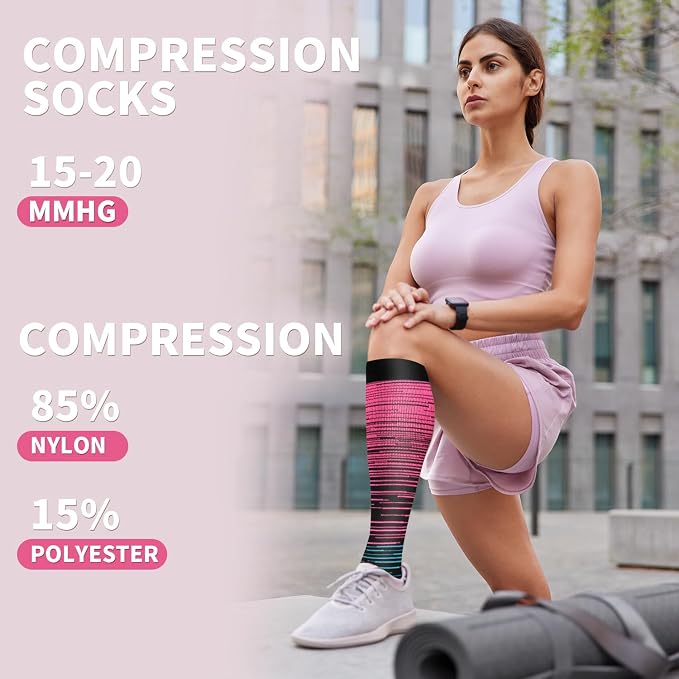 Sooverki Compression Socks for Women & Men 6 Pairs is Best Supportive Knee High Stockings for Circulation, Travel, Nurses - Image 2
