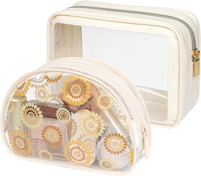 Clear Makeup Bag Foldable - TSA Approved Toiletry Bag for Travel | Metal Zipper, Reinforced Seam, Water Resistant, Medium for Carry-on, Large for Checked Luggage, for Car Storage Organizer by Packism