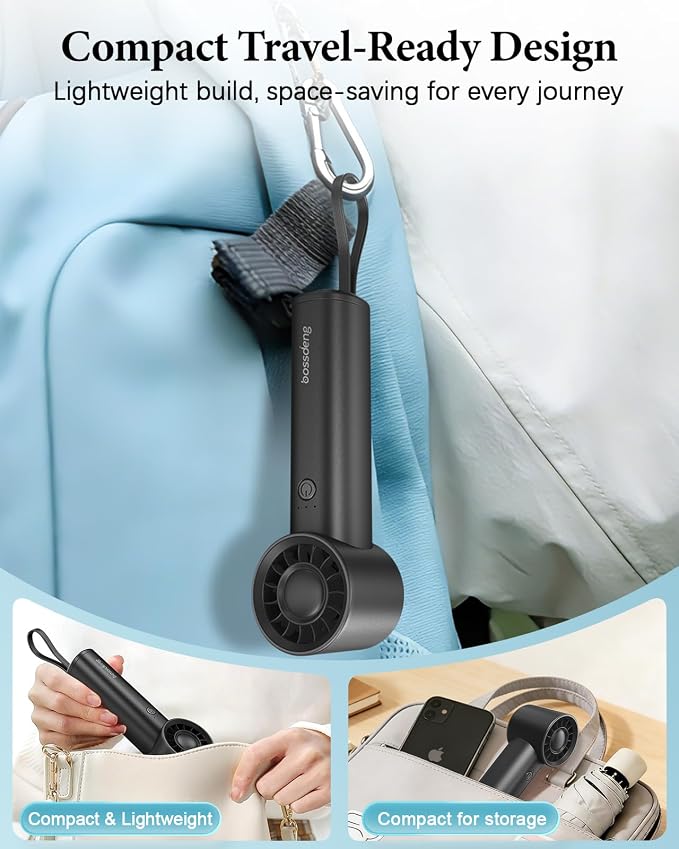 Portable Fan with Power Bank & Flashlight-Black | 6.5H Max Cooling,USB-C Rechargeable,Mini Fan for Outdoor/Travel/Beach/Concerts/Summer.Gifts for Girl,Women. - Image 6