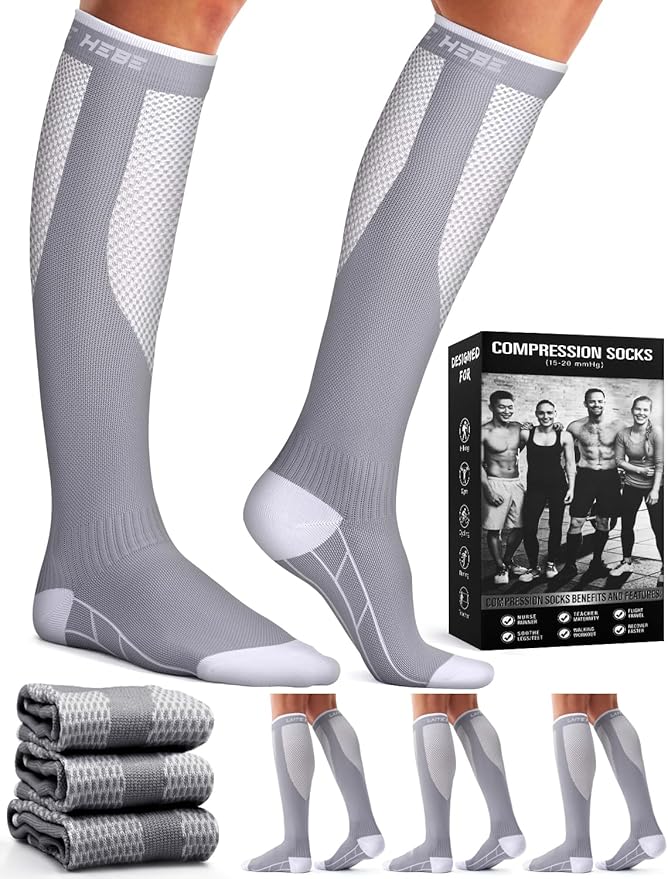 3 Pack Medical Compression Sock-Compression Sock For Women and Men Circulation -Best for Running,Nursing,Athletic Sports by LaiteHebe