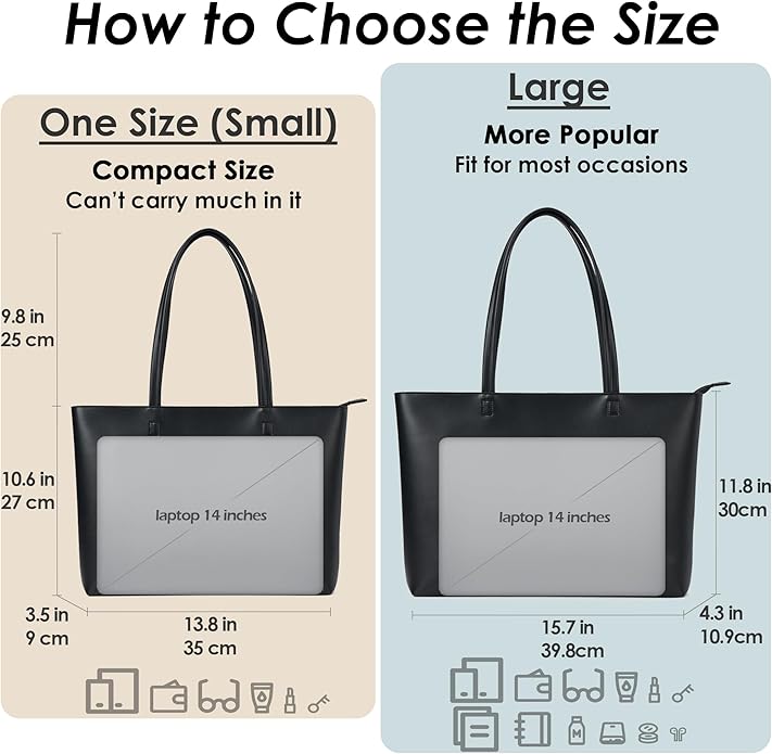 KALIDI Tote Bag Zipper Shoulder Bag Vegan Leather Purses Satchel for Women | Large Casual Handbag for Work Commuting Dating College Everyday - Image 3