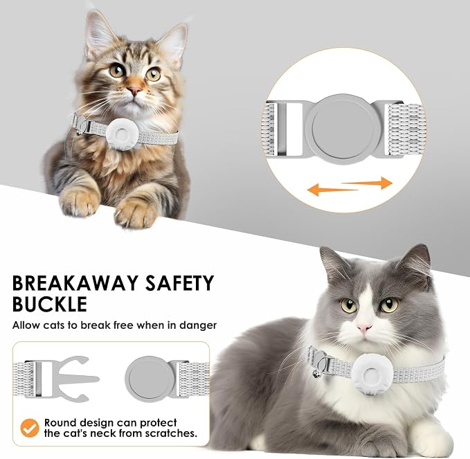 GPS Tracker for Cats,Real-Time Location Cat Tracker, Pet Tracker with Cat Collar,Compatible with Apple Find My App (Only iOS),No Monthly Fee,Waterproof,Anti-Lost Device (White) - Image 5