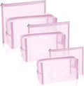 Set of 6 Travel Mesh Makeup Bag, Cosmetic Organizer Pouches with Zipper, Diaper Organizing Pouches, Nylon Toiletries Bag for Women and Men(6pcs, Pink) by SUPACOOL