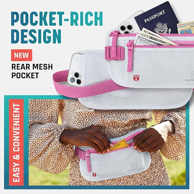 Alpha Keeper Money Belt for Travel Hidden Under Clothes – RFID Blocking Passport Holder & Slim Waist Wallet Pouch for Women & Men, Anti-Theft Travel Accessories - Image 6