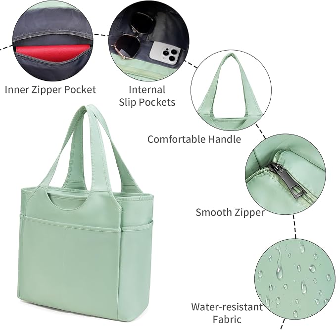 Corduroy Tote Bag for Women Crossbody Bags Lightweight Handbags Shoulder Bag with Zipper Pockets for Work Shopping - Image 7