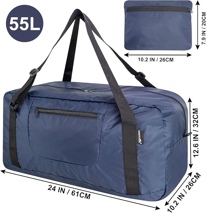 HOLYLUCK Foldable Travel Duffel Bag Luggage Great for Gym -55L, Navy Blue - Image 2