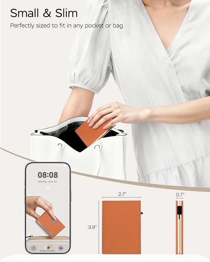 RFID Wallet for Women - Small Minimalist Trifold | 2026 Trendy Vibrant Orange, Anti-Theft Pop Up Card Holder, Ultra Slim Fits Most Bags, Holds 11 Cards 10+ Bills, Gift for Her - Image 5