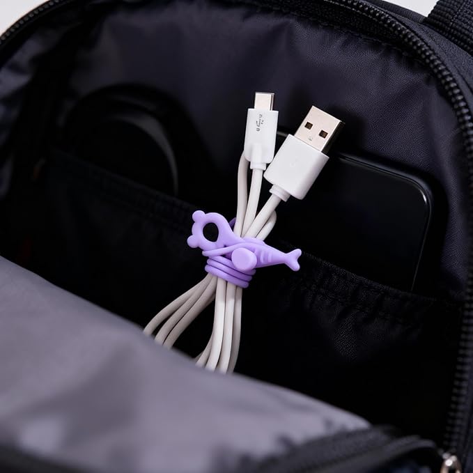 28 Pcs Silicone Cable Ties Reusable, Cable Cord Organizer Straps | 4 Color Cable Straps for Charging Wire, Computer Cords - Image 5