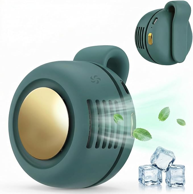 Portable Silent Mini Bladeless Fan Clip On, Small Fan Clip on for Shirt & Waist, Adjustable 3-Speed Suspended Whirlwind Fans, For Outdoor & Travel & Office, Travel Accessories, Gift by WestDeer