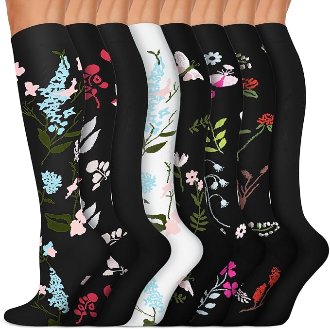 Copper Compression Socks 15-20 mmHg for Men & Women 8 Pairs – Circulation Support for Nurses, Travel, Running, Hiking, Soccer by Iseasoo