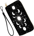 Women's RFID Blocking PU Leather Zip-Around Wallet, Large Capacity Clutch with Phone Holder, Travel Purse & Card Organizer with Removable Wristlet,Moon Phases in Space by Unknown