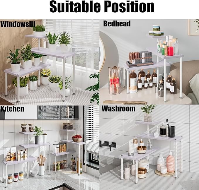 3 Tier Adjustable Countertop Organizer Corner Shelf | Countertop Organizer and Storage Rack for Kitchen, Bathroom, Over Sink, Coffee Bar, Spice Rack, Dresser Table - Image 6