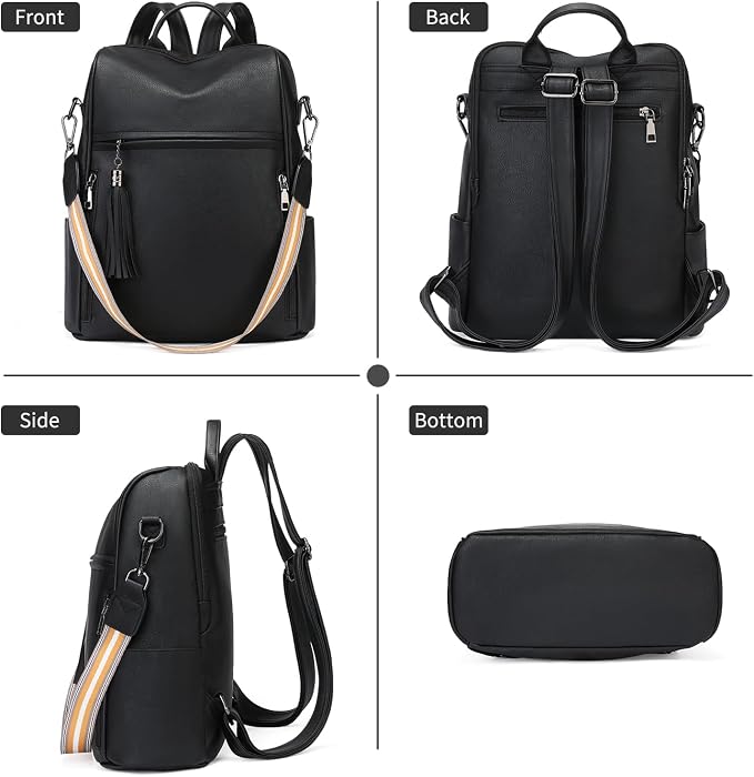 GAEKEAO Backpack Purse for Women PU Leather Anti-theft Backpack Ladies Convertible Large Travel Designer Fashion Shoulder Bag - Image 5