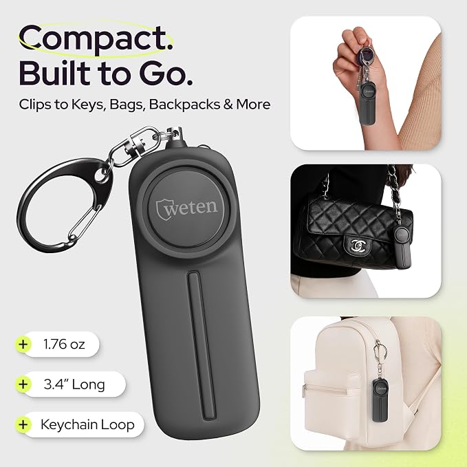 Personal Safety Alarm Keychain for Women, 130dB Siren, 2 Pack Black | LED Light, Panic Pin, Self-Defense Device, Emergency Whistle Alternative for College, Travel, and Night Walk Protection - Image 5