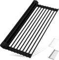 HANZENMA Roll Up Dish Drying Rack Over The Sink Kitchen Roll Up Sink Drying Rack Multipurpose Foldable Sink Drying Mat, Heat-Resistant, Anti-Slip & Anti-Rust Dish Rack for Kitchen, 17" x 13", Black by HANZENMA