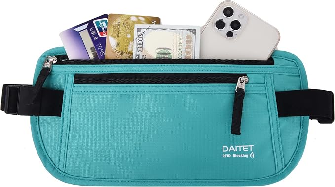 RFID Blocking Money Belt for Men Women, Slim Fanny Pack for Travel，Running,Conceal Waist Wallet for Passport Holder,Phone,Cash(Mint Green) - Image 2
