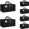 6 Pack-Extra Large Heavy Duty Moving Bags - Waterproof Storage Totes with Handles & Zippers, Foldable for College Dorm, Storage (Black) by Unknown
