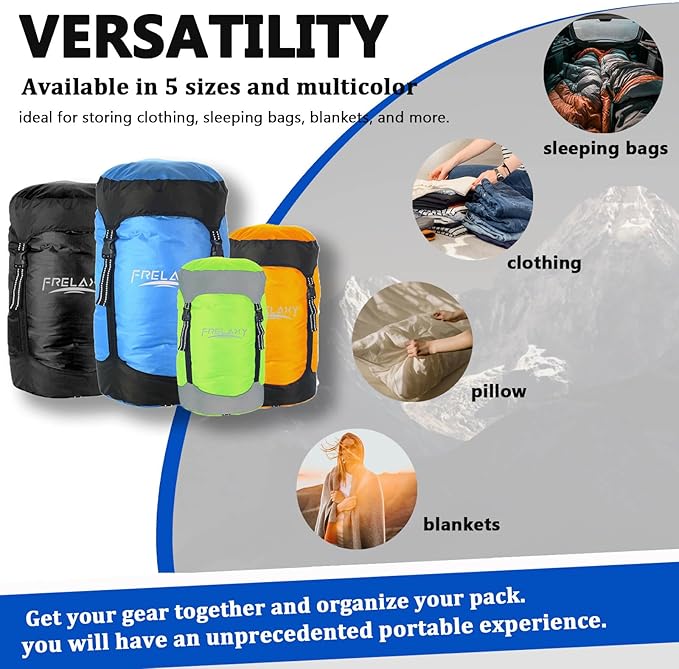 Frelaxy Compression Sack, 40% More Space! Sleeping Bag Stuff Sack | Ultralight Compression Stuff Sack, Water-Resistant & Ultralight Space Saving Gear for Camping, Hiking 11L/18L/30L/45L/52L - Image 6