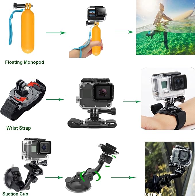 Accessory Pack for Go Pro 13 12 11 10 9 Hero, Full Essential Accessories Kit with Waterproof Protective Housing Case for GoPro Hero 13 12 11 10 9 Black(DT06) - Image 7