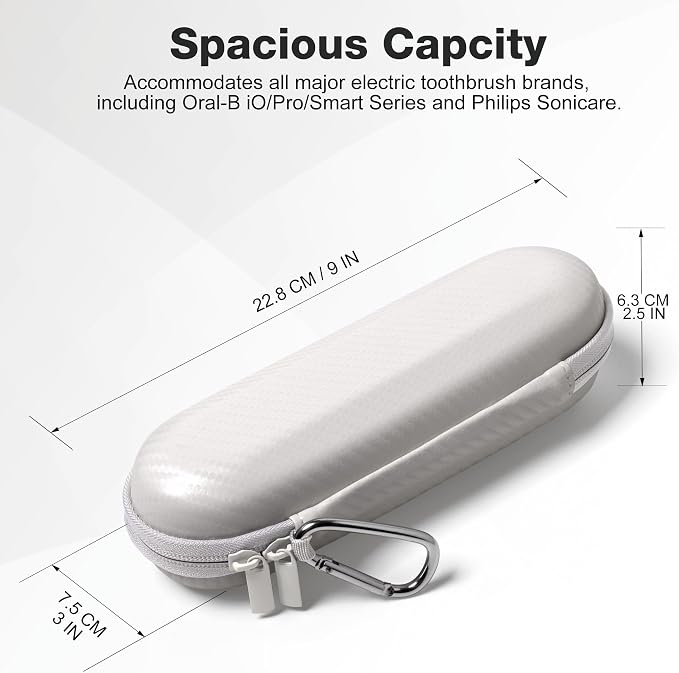 Nincha Hard Shell Electric Toothbrush Case - for Oral-B iO/Pro/Smart Series Bigger Size Travel Case Fits all Powered Toothbrushes and Accessories White - Image 2