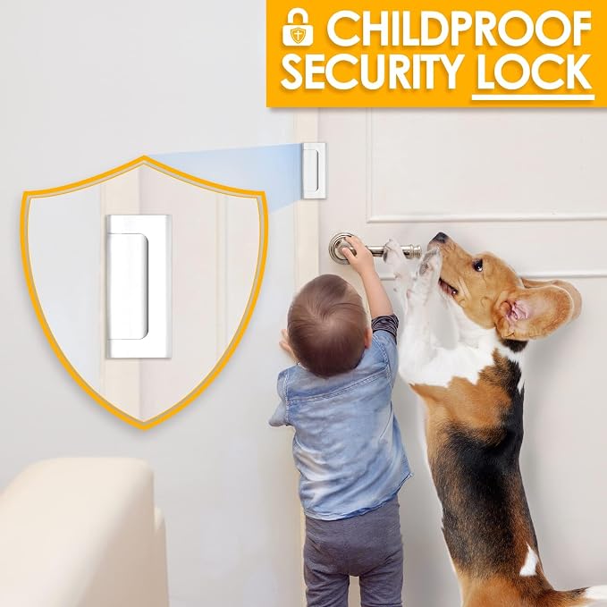 Door Lock for Kids Safety Home Security Front Door Reinforcement Lock Latch | Child Proof Door Safety Locks from Inside, Top Flip Latches Lock Withstands 800 lbs for Inward Swinging Doors High Night Lock - Image 6