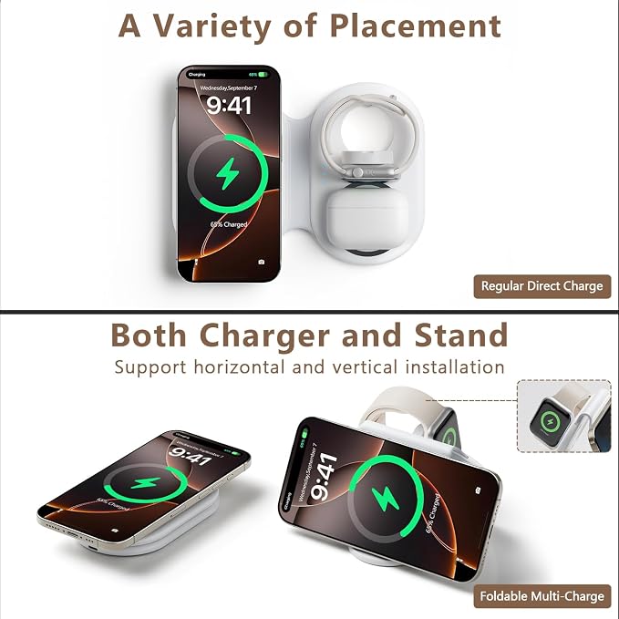2026 Traveling Portable Wireless Mag-Safe Fast Charging Station | Magnetic 3 in 1 Charger for iPhone 17 16 15 14 13 12 Pro Max Plus,Apple Watch Series & Air pods 4 3 2 Pro-Gifts for Family - Image 8