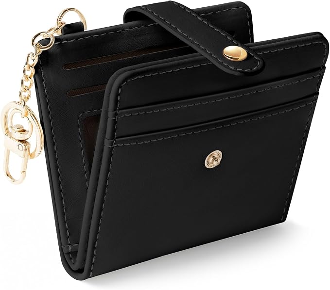 Jogjam Black Rfid Women Wallet, Small Slim Thin Compact Credit Card Holder | PU Leather Bifold Cash Zipper Coin Pocket ID Window, for Female Ladies Teen Girls Girly Gifts by Jogjam