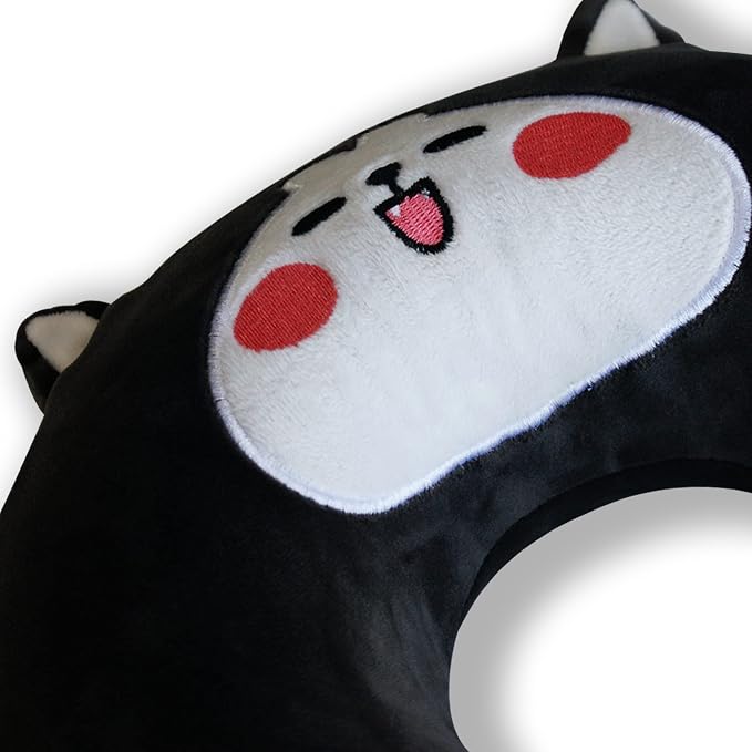 Sexysamba Cartoon Headrest & Neck Pillow for Kids Boys & Girls, Teens, Travel Accessories for Airplane, Car, Recline, Memory Foam Cute Travel Pillow with Sleep Eye Mask - Husky - Image 6
