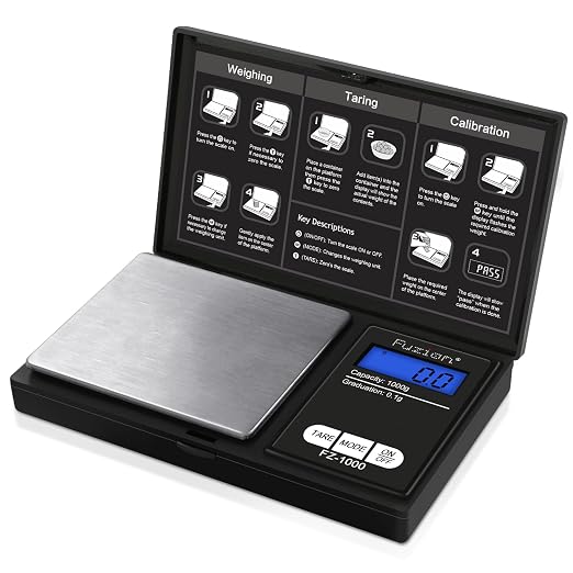 Fuzion Digital Pocket Gram Scale - 1000g/0.1g Small Food Scale Portable | Easy of Use, LCD Display, Tare Function, 6 Modes Ounces Grains, Batteries Included, Travel Food Scale by Fuzion%C2%AE