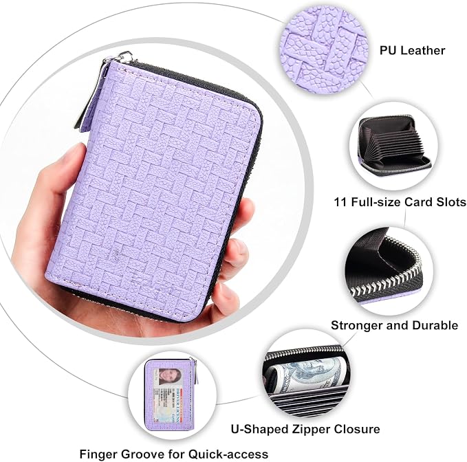 Credit Card Wallet, RFID Card Case Wallet, Zipper Card Cases Holder for Men Women, RFID Blocking, KeyChain Wallet, Compact Size Card Organizer Case for Women - Image 4