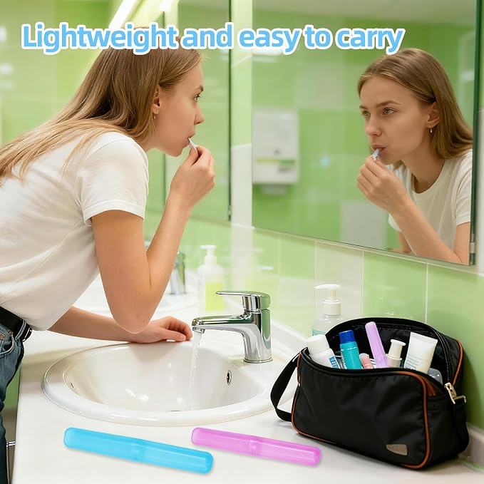 21 Pcs Travel Toothbrush Holders,Plastic Toothbrush Case,7 Colors | Breathable Portable Toothbrush Container Storage Dust-Proof Toothbrush Holders for Travel Home Camping School Business - Image 7