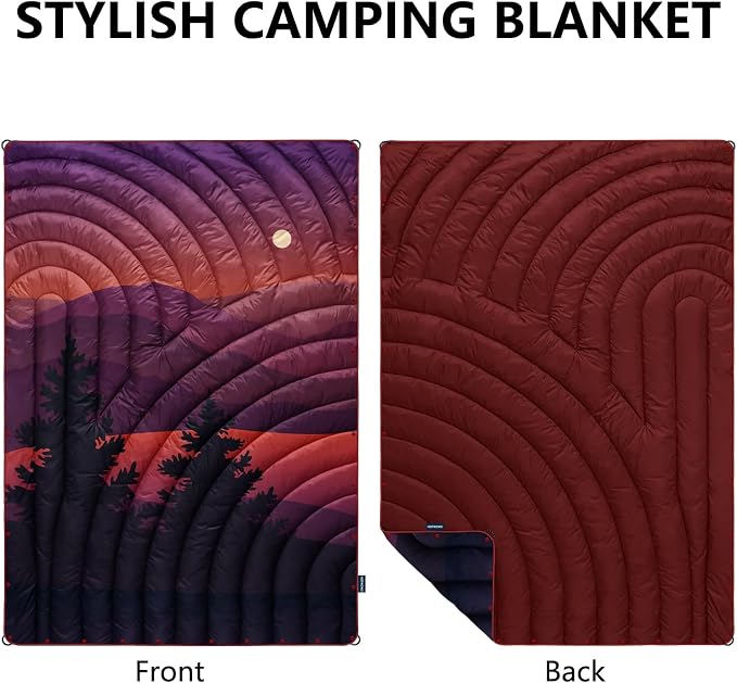 Puffy Camping Blanket,Large Camp Blanket Outdoor Camping Quilt Waterproof | Lightweight Printed Warm Packable Down Alternative Blanket for Camping,Traveling, Stadium, Hiking, Picnics - Image 2
