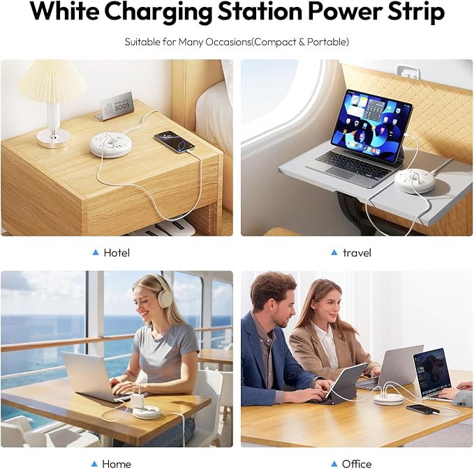 Travel Power Strip, NTONPOWER 3 Outlets 3 USB(1 USB C) Cruise Approved Power Strip, Short Extension Cord 3ft, Travel Essentials for Home, Hotels, Cruise Ship, Vacation, White, i-Donut - Image 6