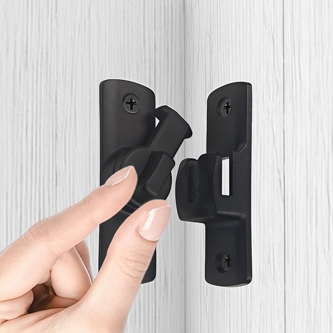 Barn Door Lock,Door Chain Lock,Storm Door Lock,90 or 180 Degree Flip Door Locks,Protect Privacy Sliding Gate Latch,Security Sliding Door Latch Lock for Cabinets,Bathroom,Garage(1Pack,Black) by starfa+lab