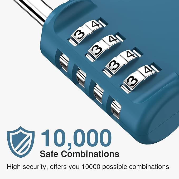 Puroma 1 Combination Lock Locker 4 Digits Combo Padlock Gym Peacock Blue | For School Gate Fence Toolbox Hasp Storage, Outdoor, Resettable, Weatherproof, Side Window, Crack Cut Resist, Hardened Steel - Image 2