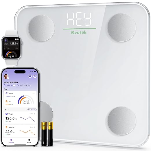 Smart Scale for Body Weight Digital Bathroom Scale with BMI Body Fat | Accurate Body Composition Scale for Home Families, Men, Women, the Elderly Use Weight Loss Tracking Compact Size 400lb by Ovutek