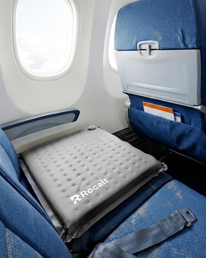 Rocalt Self Inflating Seat Cushion for Airplane Seats and Bleachers | 3s valve inflation, 0.44 lb pack, 17.1 x 13.8 x 2 in support, TPU fabric, for flights, stadiums and camping - Image 6