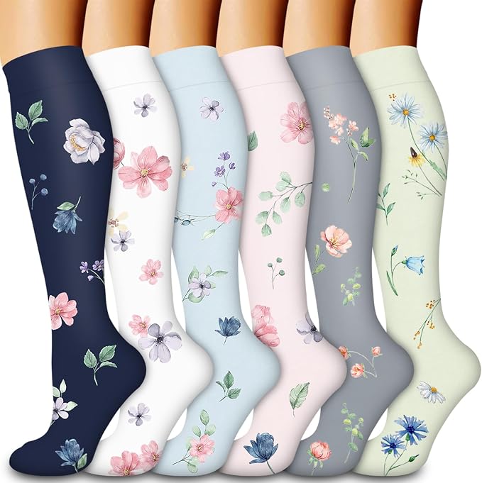 Compression Socks for Women & Men Circulation(6 pairs)-Graduated Supports Socks for Running, Athletic Sports by LaiteHebe