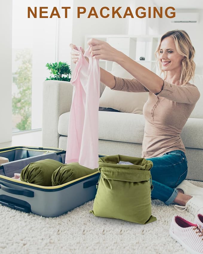 4 Pcs Shoe Bags for Travel, Dust Velvet Bags, Sage Green, 17.3x12.6 Inch | Washable & Reusable Travel Shoe Bags, Dustproof Shoe Bags with Drawstring Closure, Suitable for Travel, Home Storage - Image 5