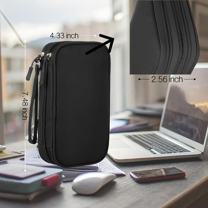 Portable Waterproof Double Layers All-in-One Storage Bag, Travel Cord Organizer，Electronics Accessories Organizer Pouch Bag for Accessories,Charger, USB Cable, Gadget (black) - Image 4