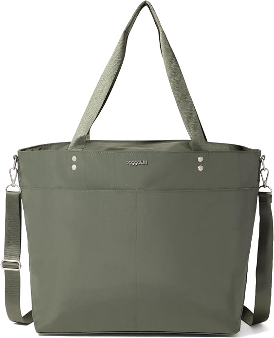 Baggallini Carryall Tote - Lightweight Nylon Zipper Top Weekender Travel Beach Bag w/Luggage Sleeve by baggallini