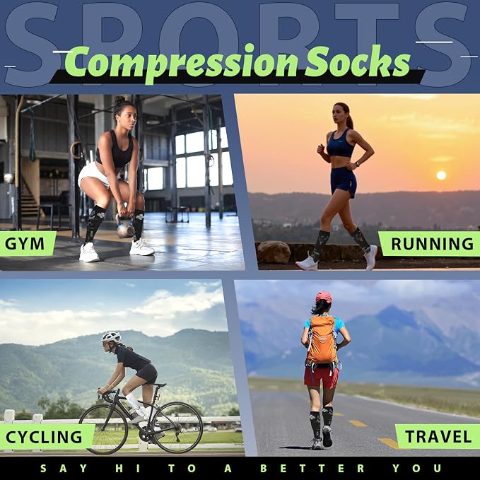 20-30mmHg Graduated Compression Socks for Men & Women – 3 Pairs, Calf Length, Medical Grade Circulation Support for Running, Travel, Nurse, Pregnancy – L/XL (Fits Calf 14-19") - Image 6