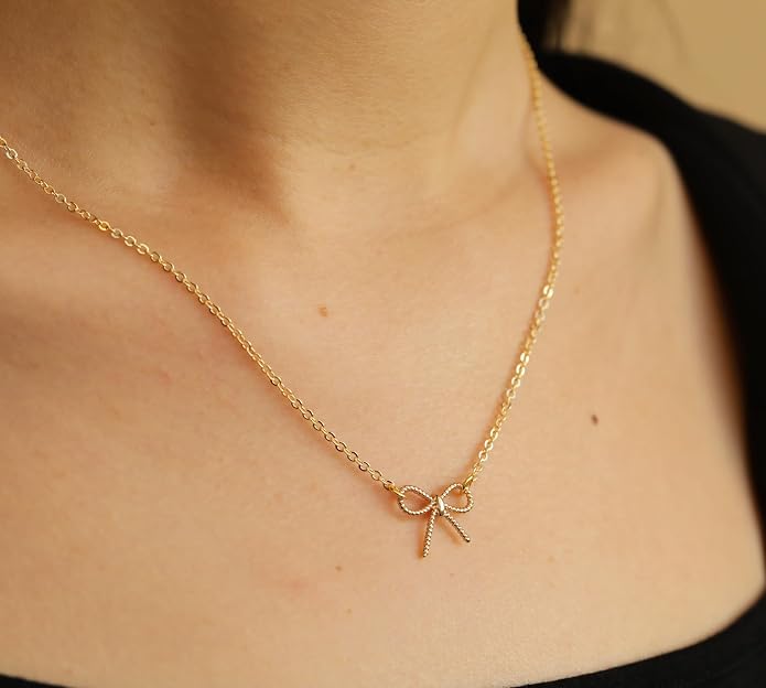 RZKING Golden Necklace for Women, Dainty Butterfly Heart Bow Rose Necklace, Gifts for Best Friend Sister Mom Girlfriend, Graduation Chritmas Birthday Anniversary Thank You Gifts - Image 7