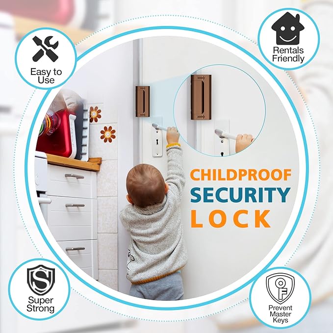 Door Locks for Kids Safety Front Door Home Security Door Reinforcement Lock | Upgraded Safety Door Locks Latch Night Bedroom Door Lock Withstand 800 lbs, Child Proof Deadbolt Lock Home Improvement Locks - Image 4