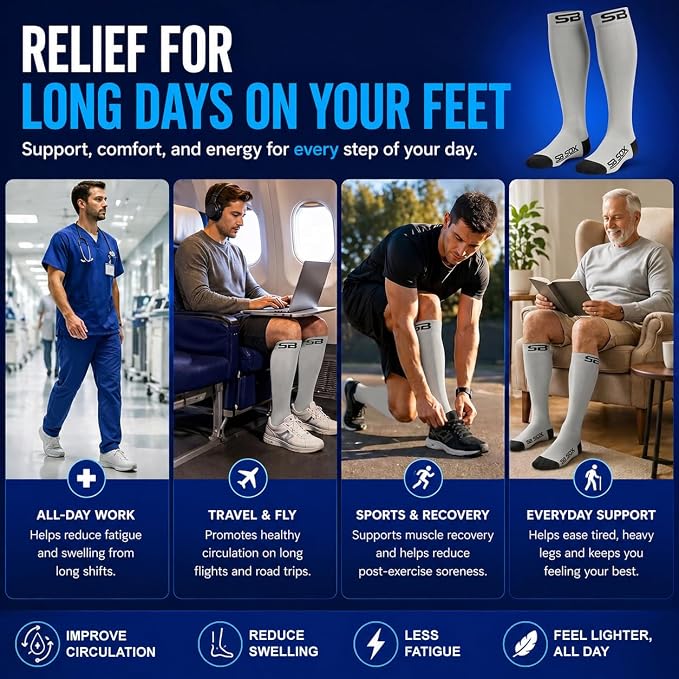 SB SOX Compression Socks for Men & Women (20-30mmHg) | Best Quality Compression Socks for Flying, Medical, Sports, Wide Calf Fit, Pregnancy, and Daily Wear. Trusted since 2016. - Image 5