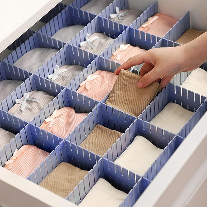 acDesign 40Pcs Grid Drawer Dividers, Adjustable Drawer Organizer for Socks, Underwear, Lingerie, Makeup, Bedroom Office Kitchen Storage (Blue) - Image 5
