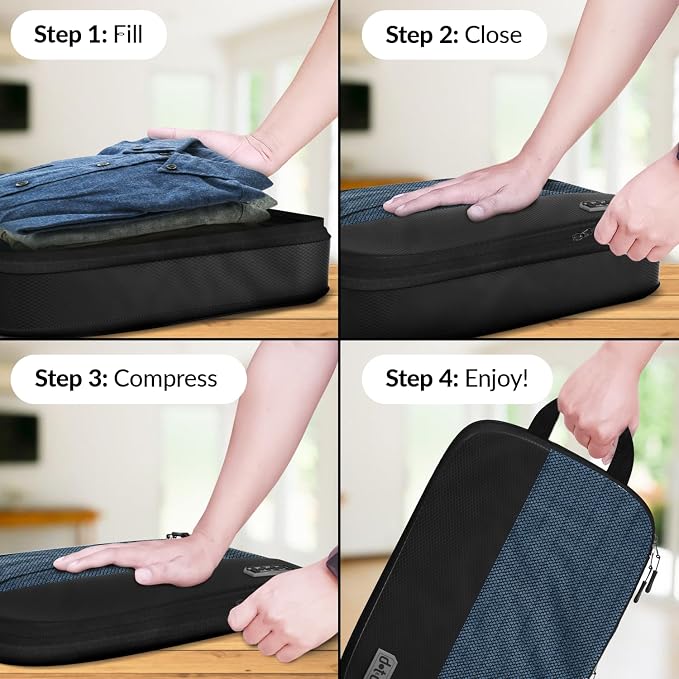 4pc Large Compression Packing Cubes for Travel - Luggage Organizers Suitcases - Image 4